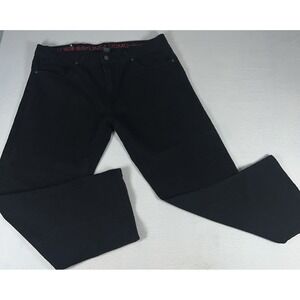 Linea Uomo Mens Relaxed Fit Jeans Black Denim Straight Leg 38x30 Stretch